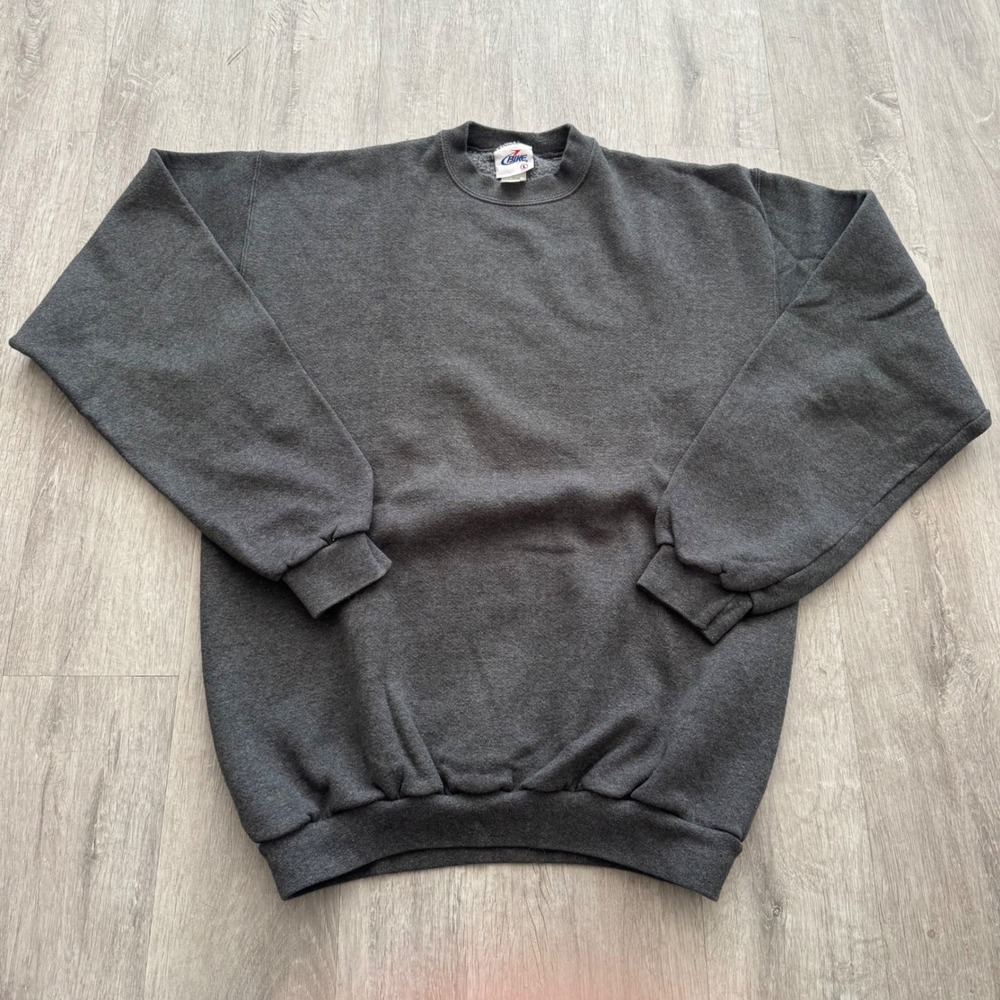 Vintage Bike Sweatshirt Mens Large Tall Charcoal Gray Crewneck Pullover USA Made